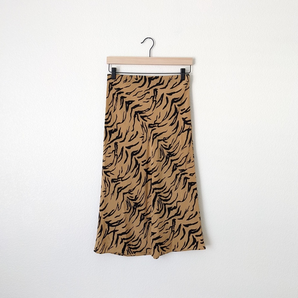 NWOT Madewell Silk Tiger Stripe Midi Skirt
